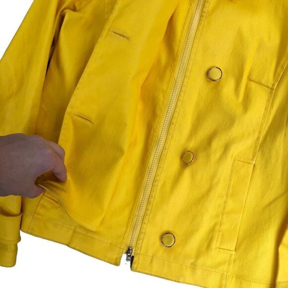 RARE Canary Yellow Tory Burch Jacket Button closure with additional hidden zip 8 - Picture 3 of 16